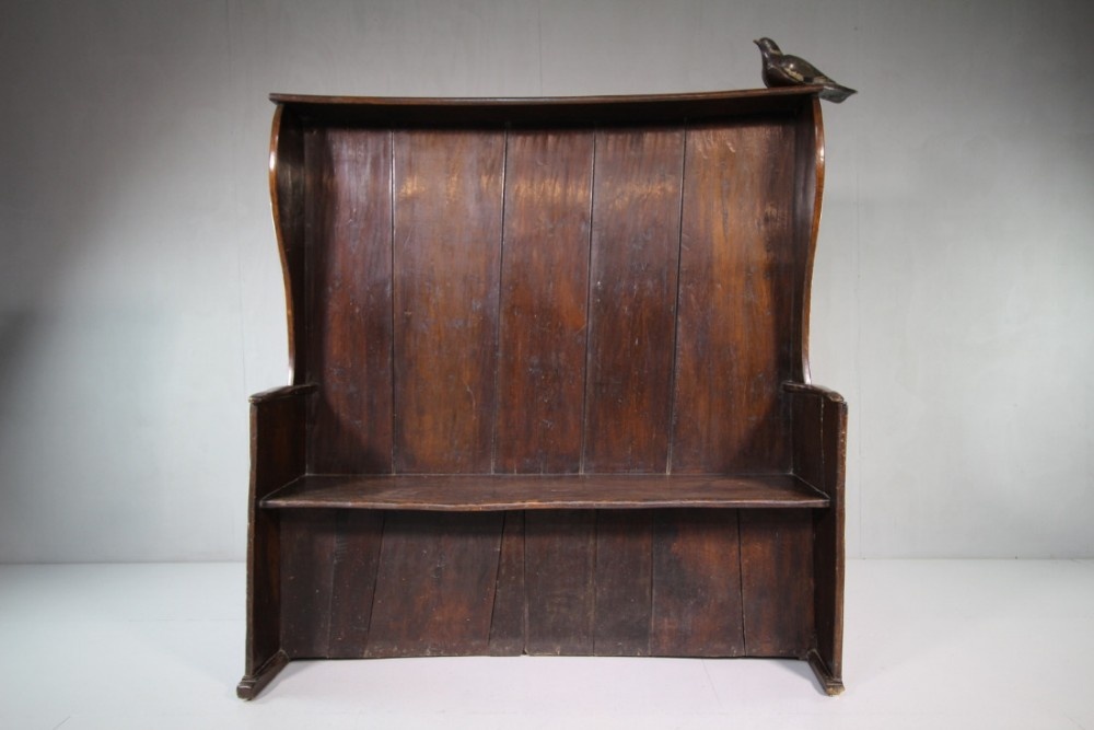 18th Century English Antique Elm Settle Seat.
