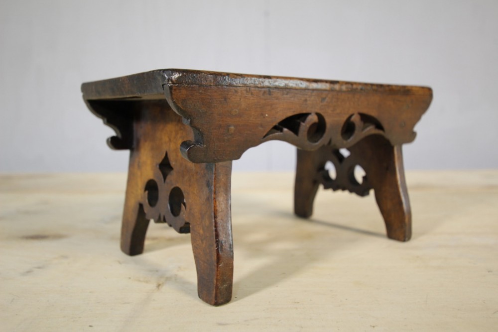 Georgian Antique Mahogany Stool with Pierced Top.