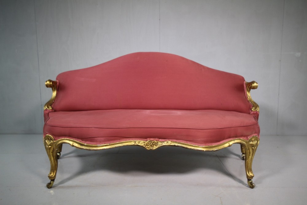 English 19th Century Antique Gilt Sofa.