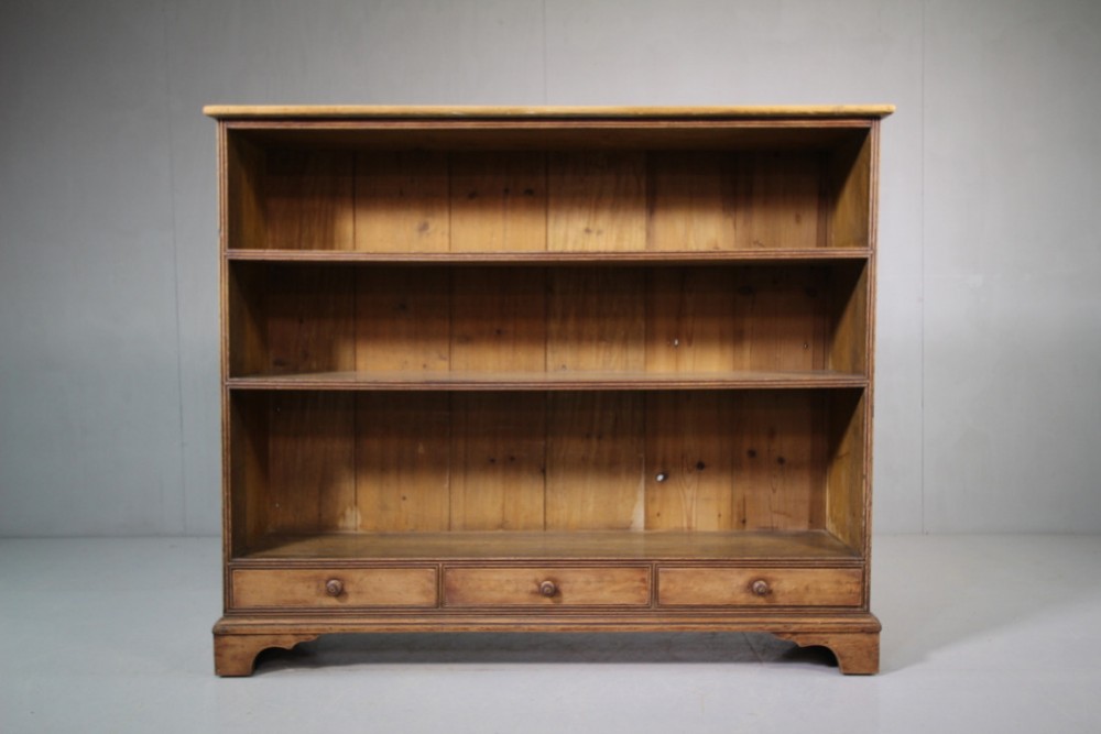 Regency Antique Painted Pine Open Bookcase.