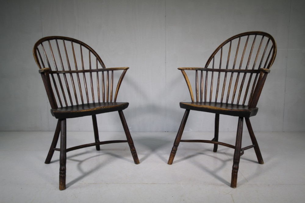 Fabulous Pair of Georgian Antique Windsor Armchairs.