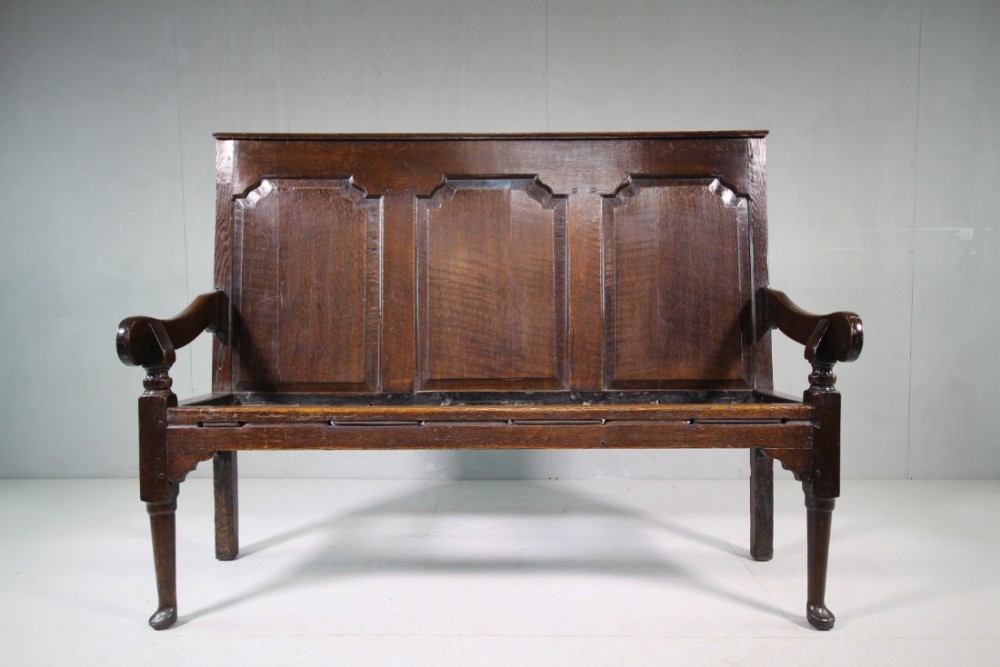 18th Century Antique Period Oak Settle-with Seat Cushion