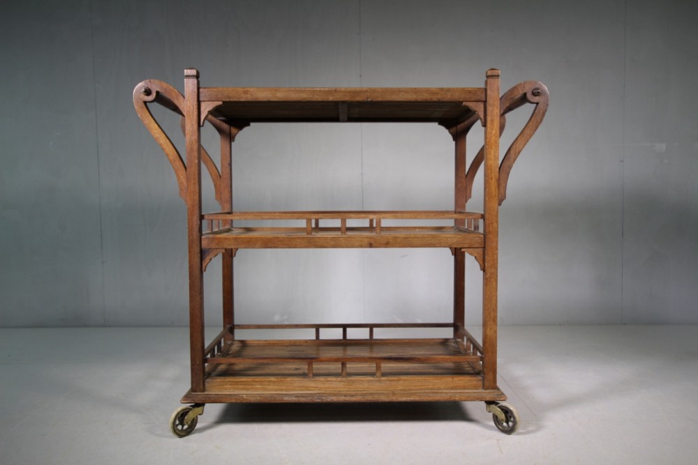 Edwardian Antique Teak Trolley by Hughes Bocklow London.