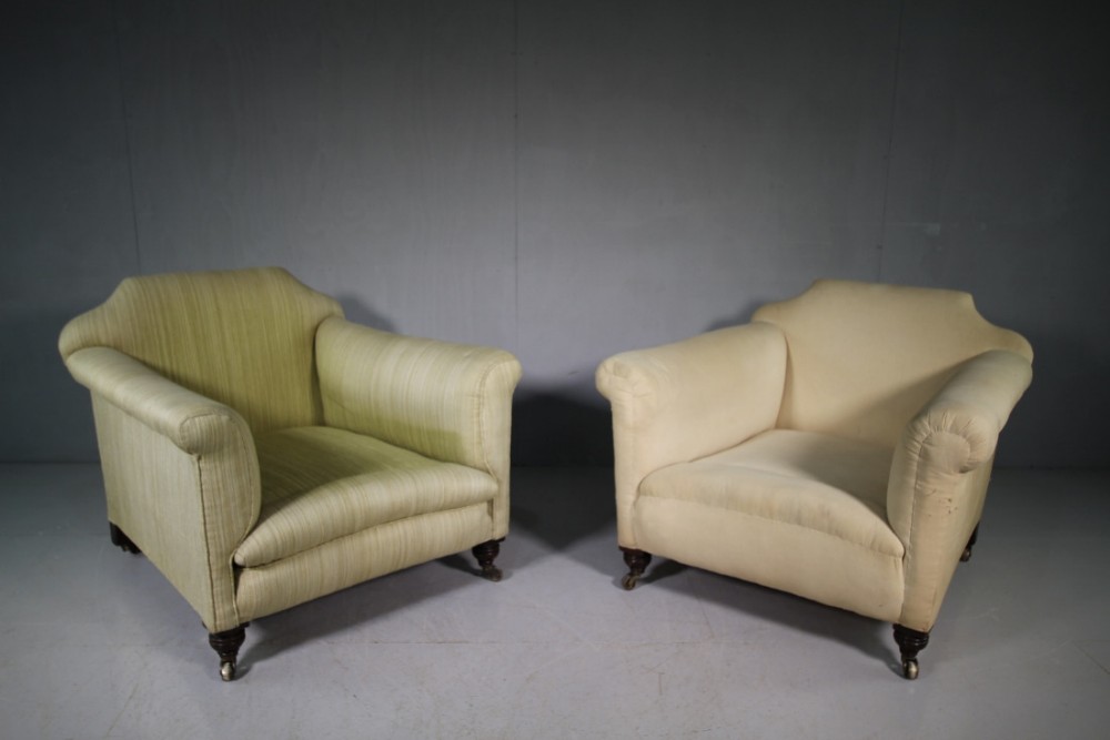 Pair of Deep Seated 19th Century Antique Armchairs.