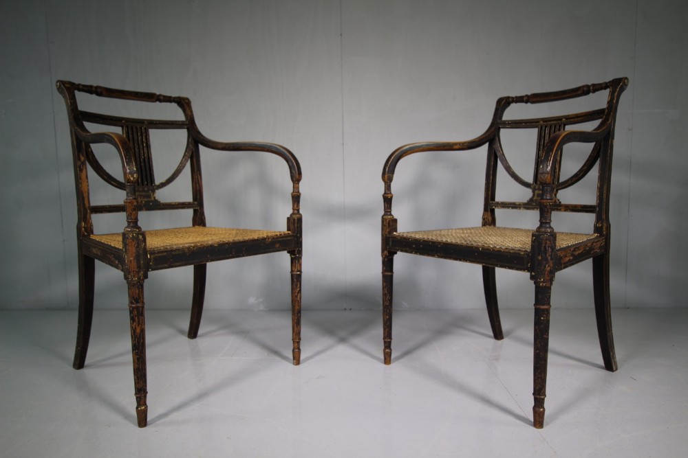 Pair of English Regency Antique Armchairs.