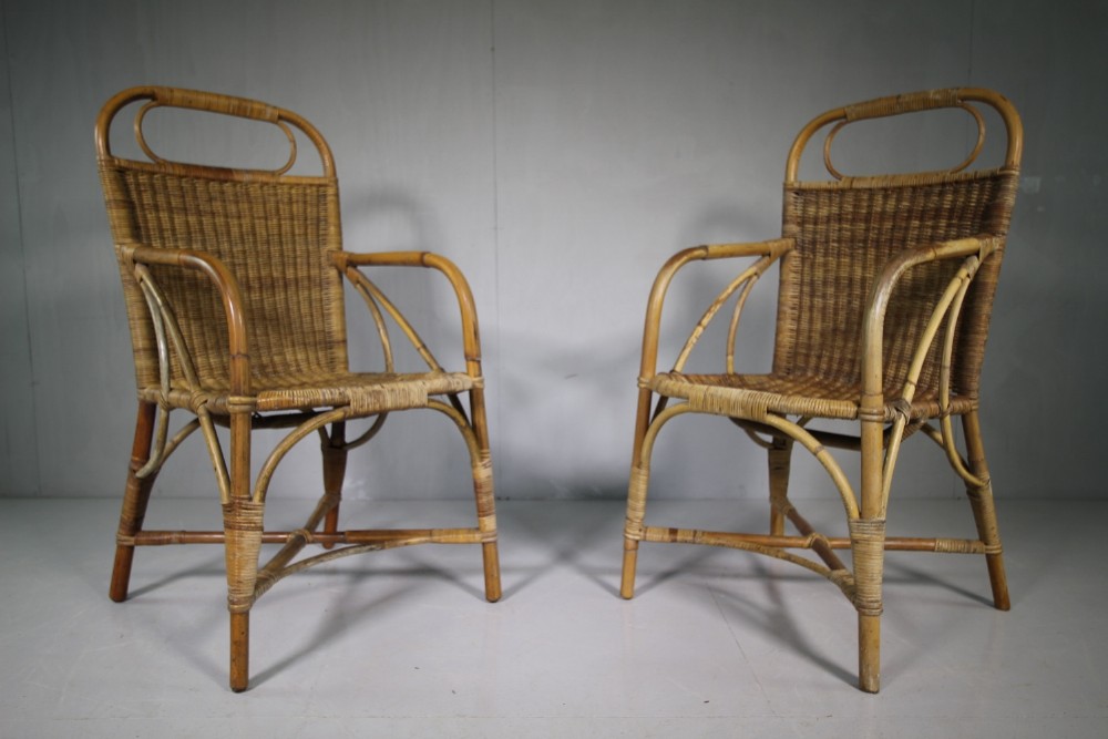 Pair of English Dryad 1930's Garden Dining Chairs .