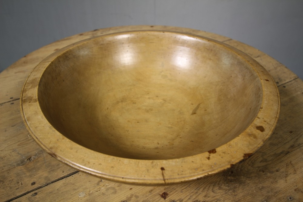 Large English 19th Century Antique Sycamore Dairy Bowl.