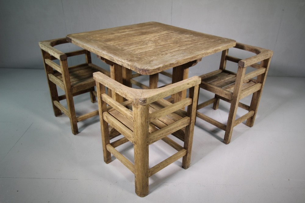 1930's Heals of London Teak Garden Table & Chairs