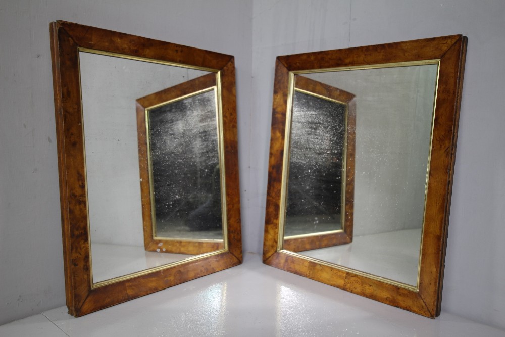 Pair of Georgian Antique Burr Mirrors.
