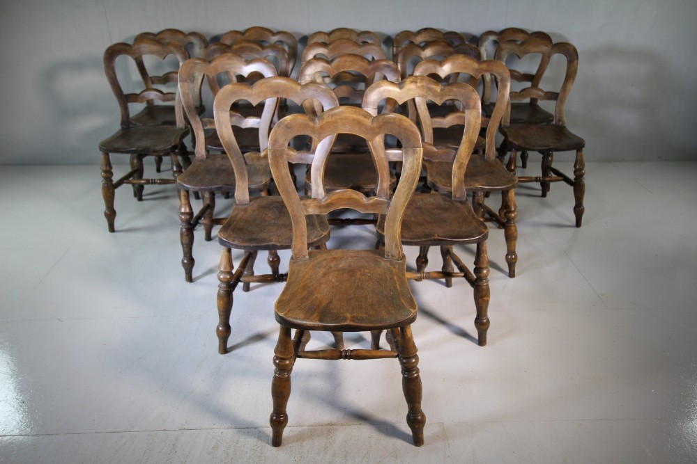 Rare Set of Sixteen Antique Dining Chairs.