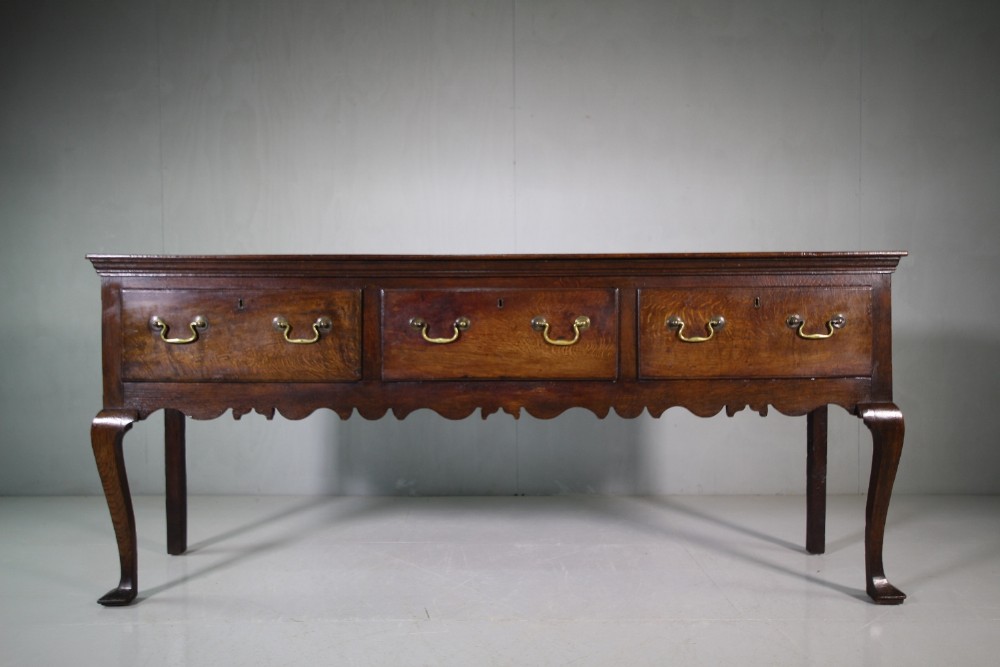 18th Century English Antique Pad Foot Oak Dresser.