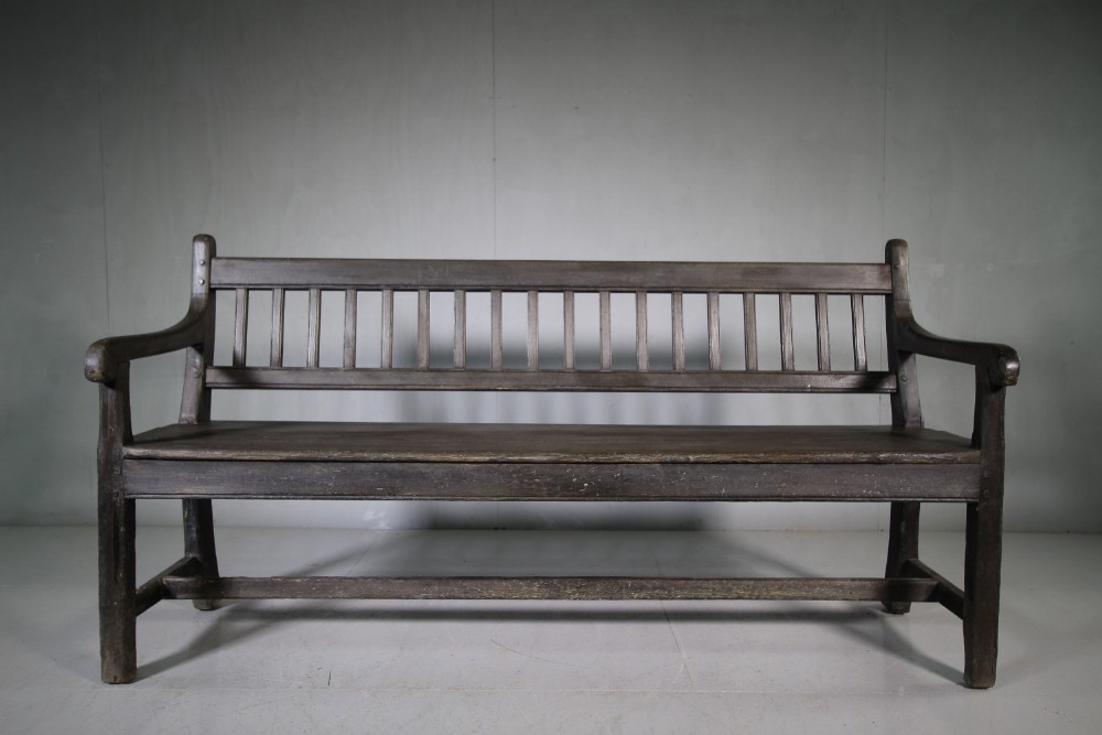 19th Century Cumbrian Antique Painted Pine Hall Bench.