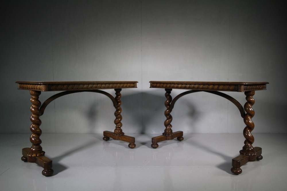Pair of English William IV Antique Oak Side Tables.
