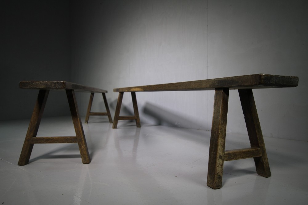 Pair of 19th Century Antique Oak Bench Seats.