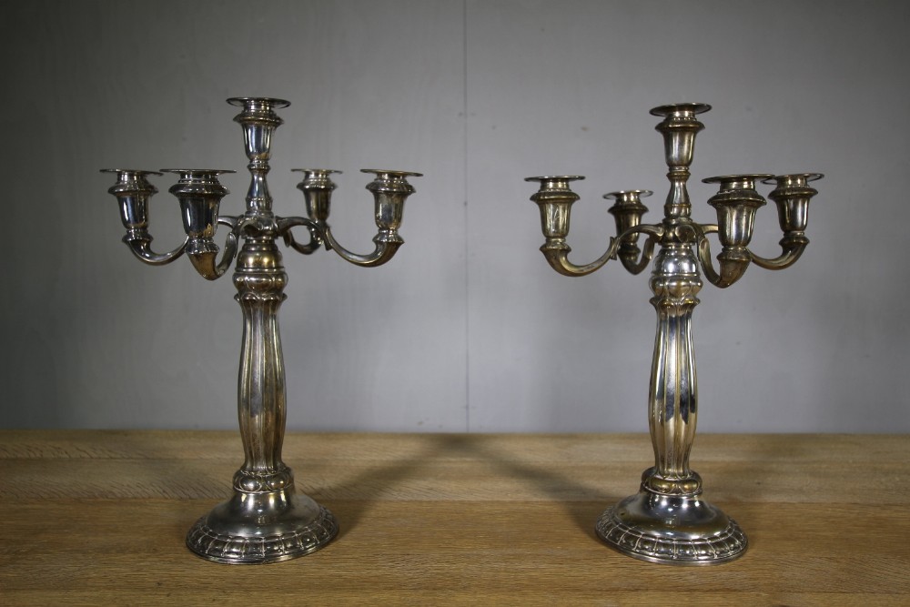 Pair of Edwardian Antique Kayser Silver Plated Candelabra.