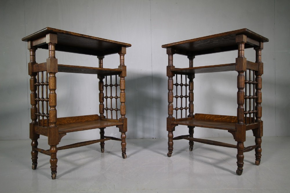 Pair of Liberty's Leonard Wyburd Antique Oak Tables.