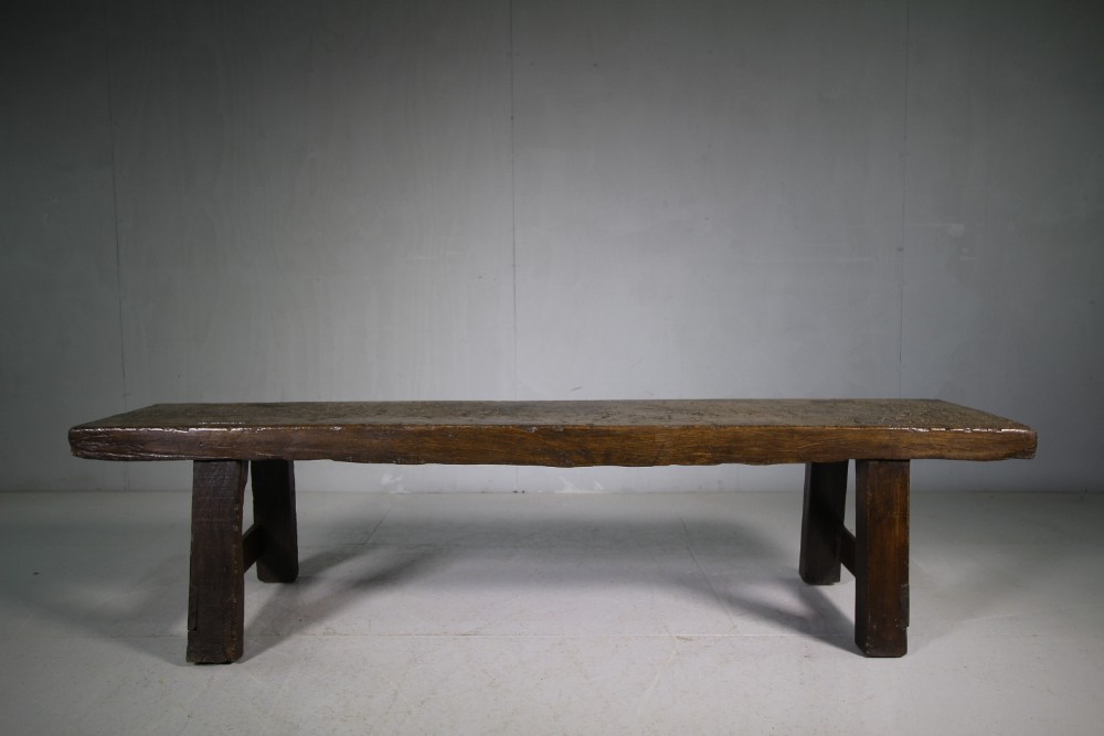 Early 19th Century Antique Oak Pig Bench Table.