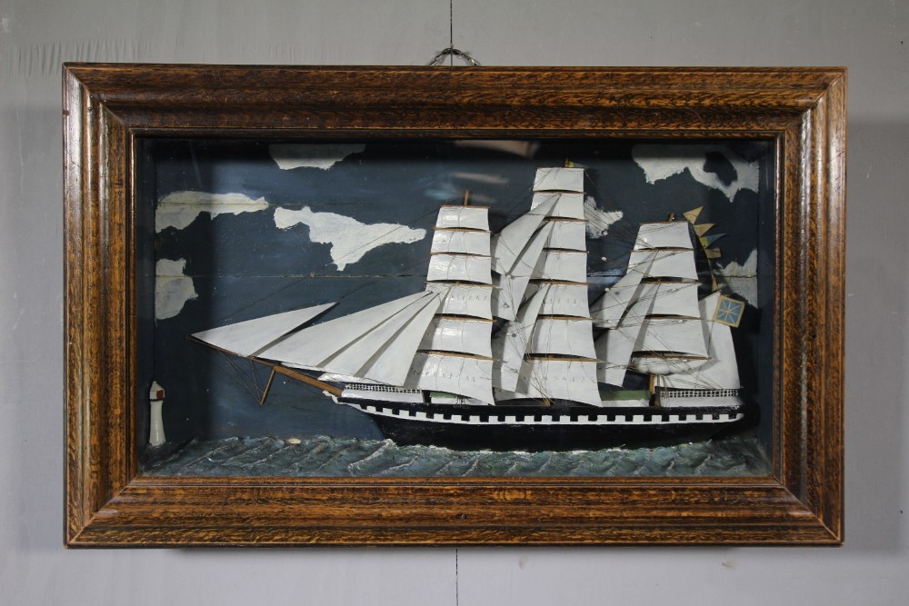 19th Century English Antique Ship Diorama.