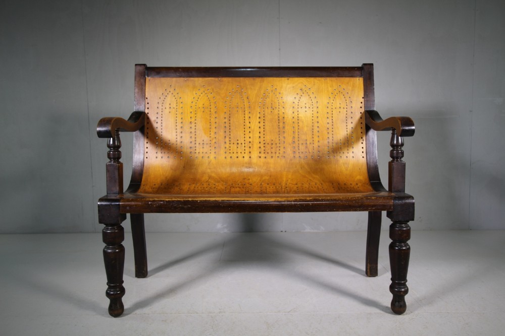English Edwardian Antique Hall Bench.