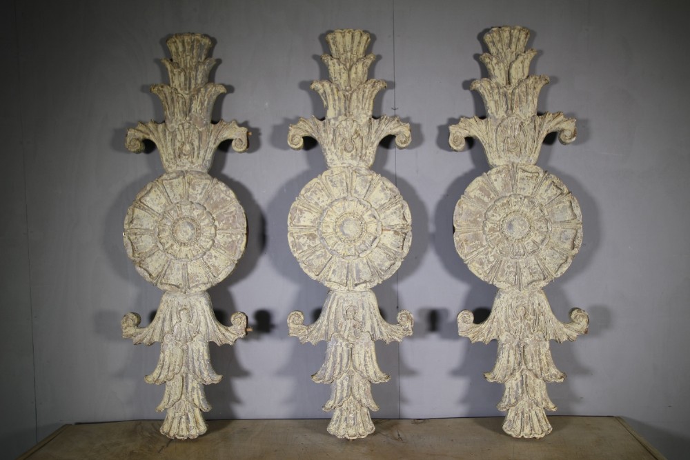 Four Huge Regency Antique Carvings in Orignal Paint