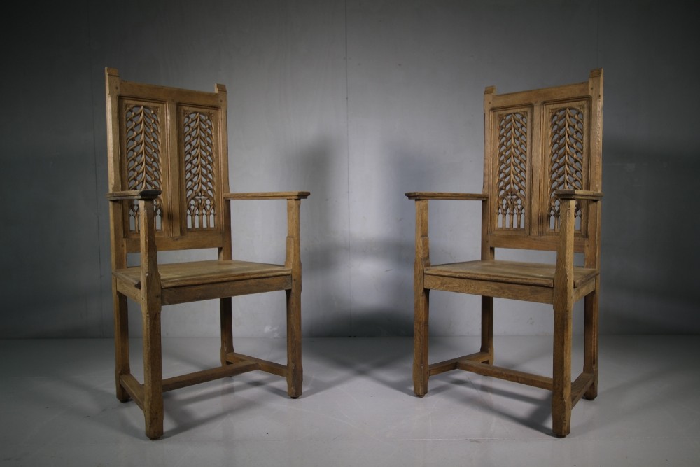 Pair of Wonderful 19th Century Antique Oak Armchairs