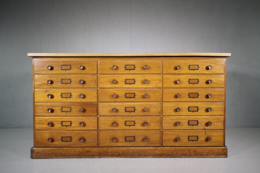 Large Edwardian Antique Mahogany Bank of Drawers x 2