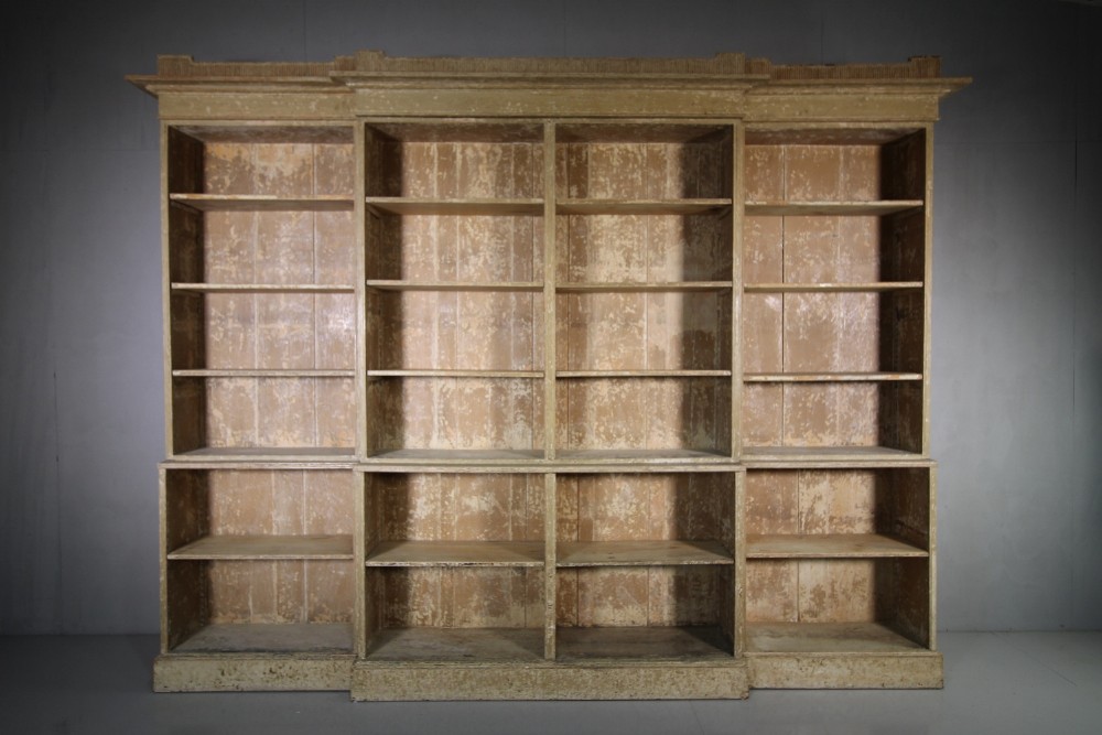 Fantastic Regency Large Antique Pine Bookcase in Original Paint
