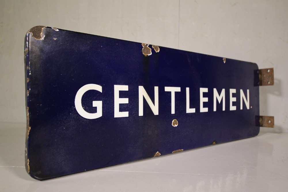 Large Edwardian Antique Gentleman Lavatory Sign