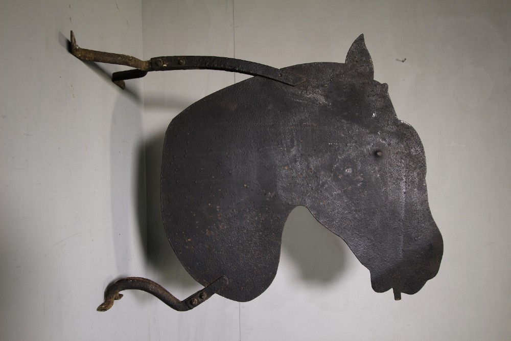 Large 19th Century Antique Iron Saddlers Horse Sign