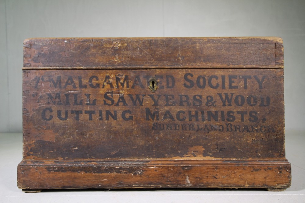 Original Painted Pine Trade Union Antique Box with Orignal Lettering