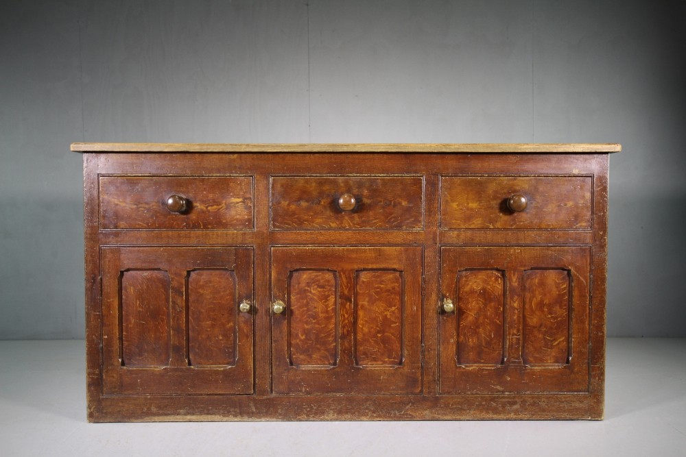 English Original Antique Painted Pine Dresser Base.