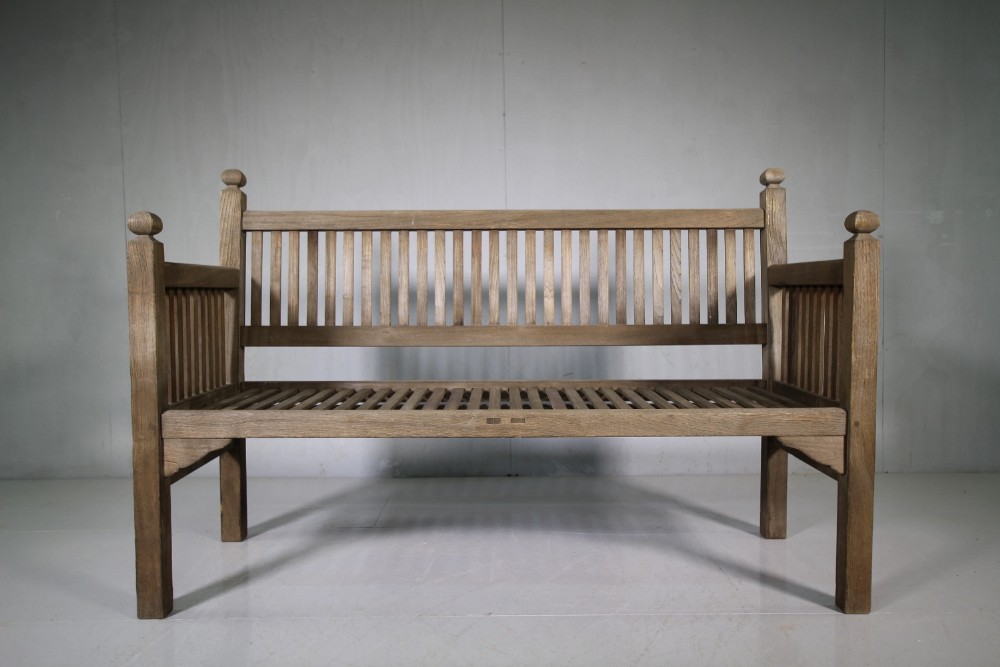 1920's Heals of London Teak Garden Bench Seat