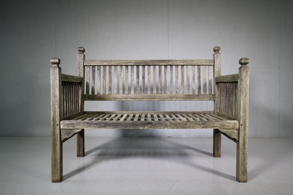 1920's Heals of London Teak Garden Bench Seat