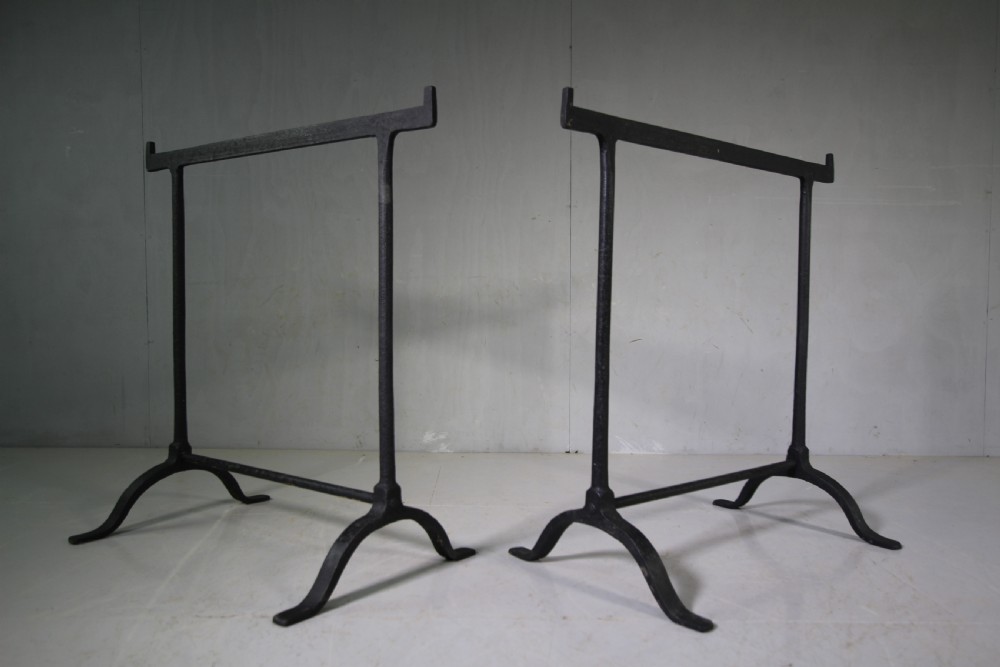 Pair of 19th Century Antique Iron Trestle Table Legs.