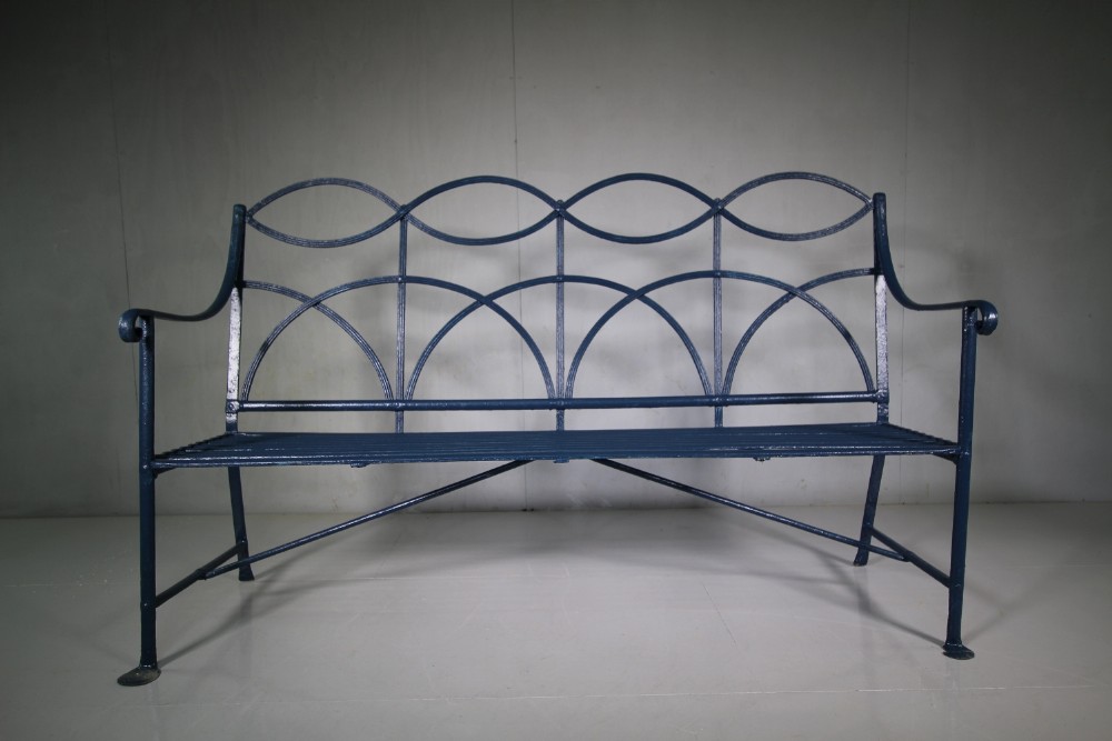 Regency English Wrought Iron Antique Garden Bench Seat