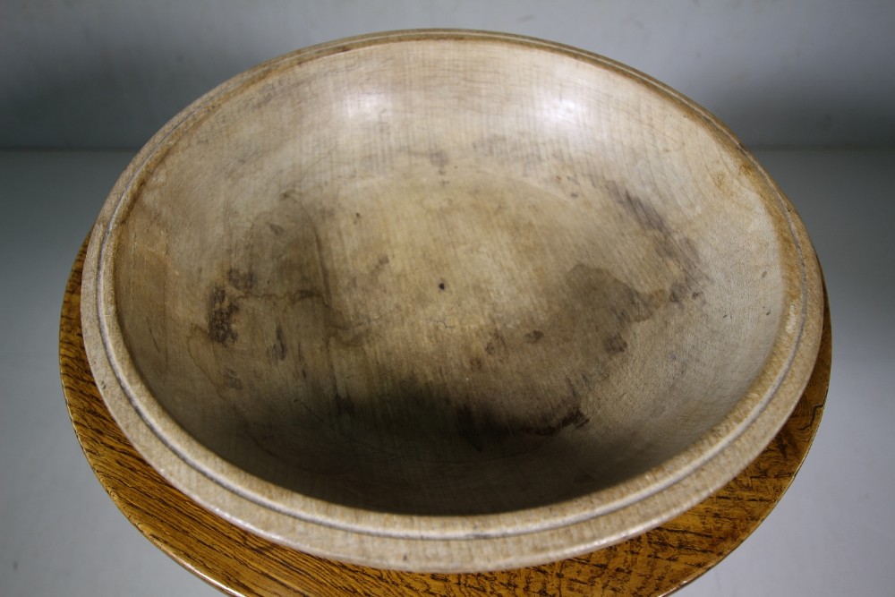 Large English Antique Sycamore Dairy Bowl