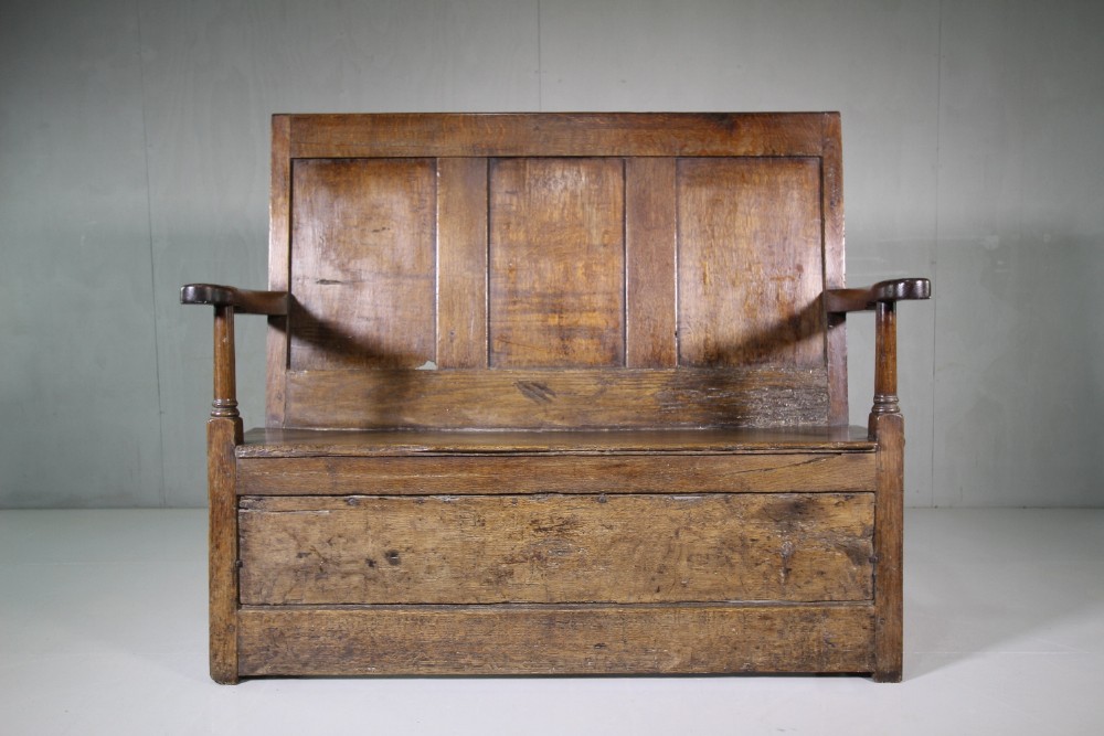18th Century English Antique Oak Settle Seat