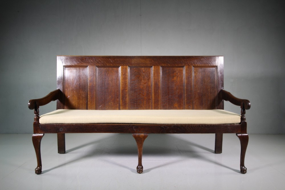 English Georgian Antique Oak Settle Seat