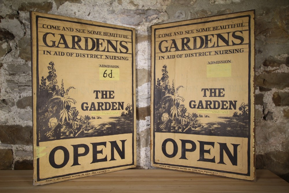 Pair of Edwardian Antique Open Gardens Adverts