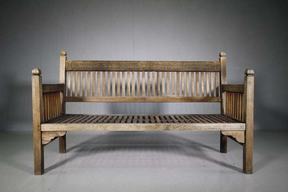 1920's Heals Oak Poem Bench in Timber from HMS Lion