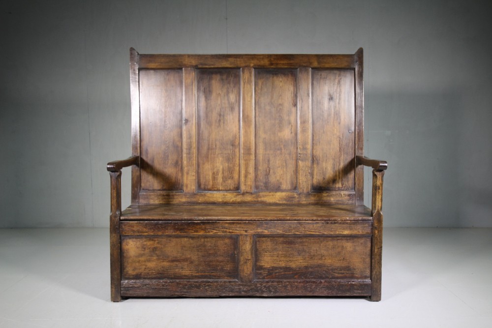 West Wales Antique Box Seat Settle in Original Finish