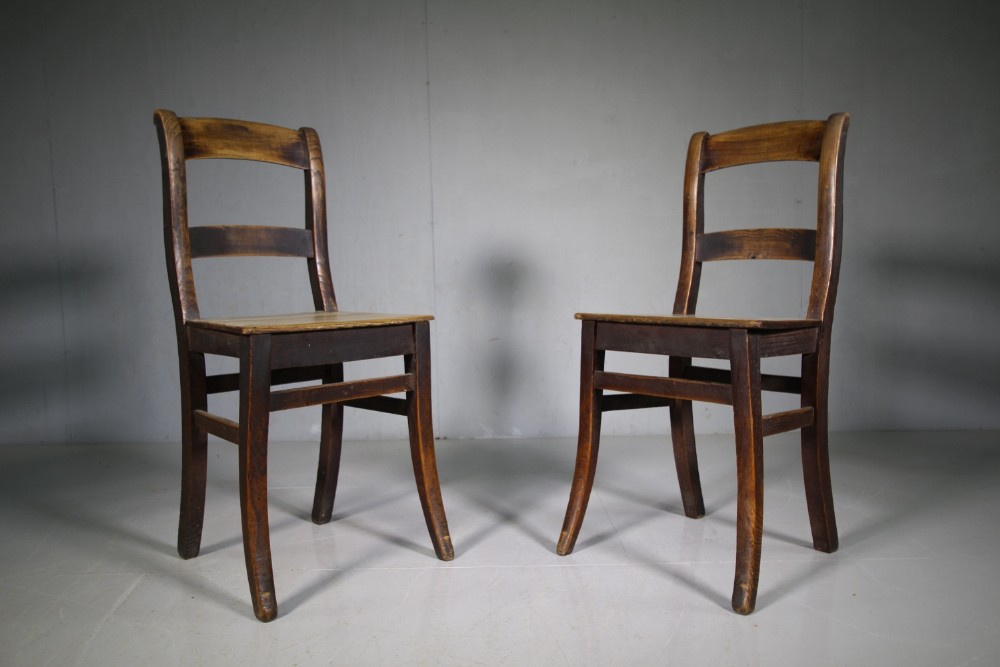 Pair of English Antique Country Chairs in Unusual Form