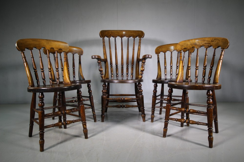 Rare Set of Five Antique High Wycombe Dining Chairs