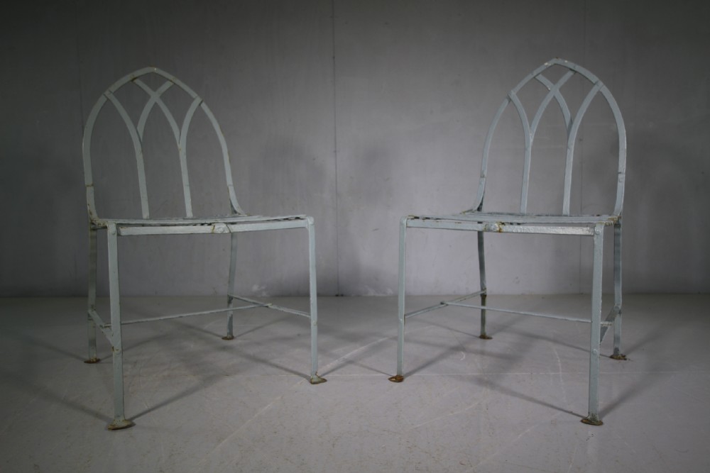 8 Edwardian Antique Wrought Iron Garden Chairs  View III