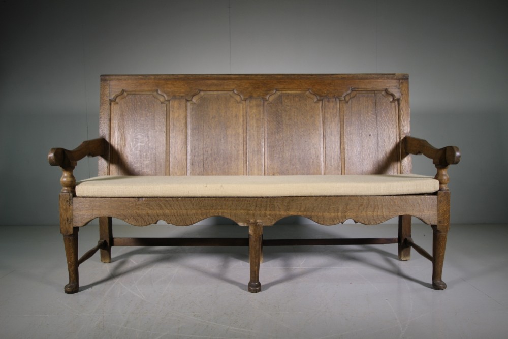 Large Georgian Antique Oak Settle Bench Seat