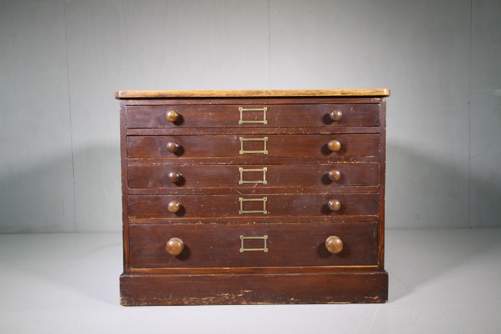 19th Century Antique Painted Pine Plan Chest