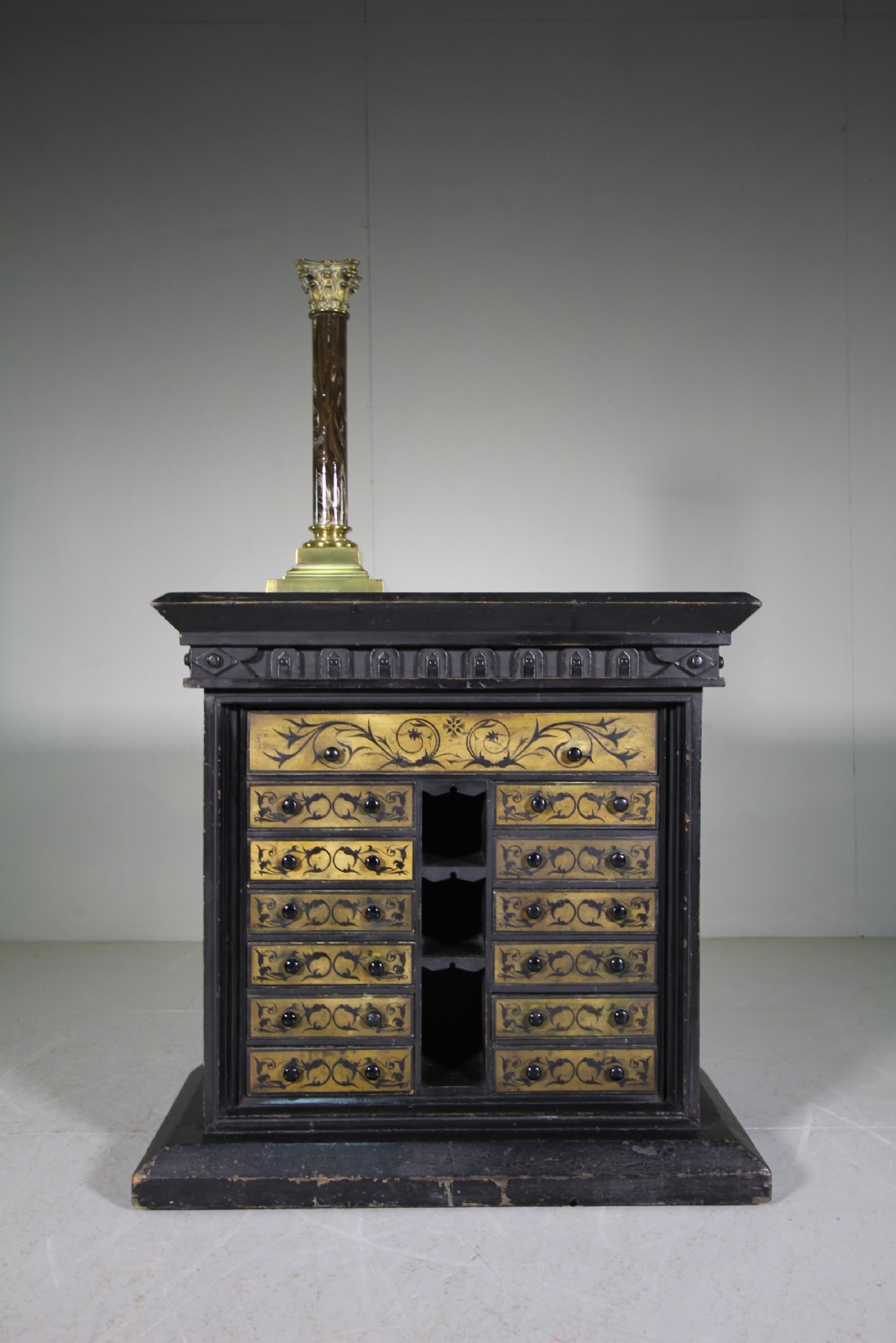 19th Century Antique Original Painted Pine Cabinet View II
