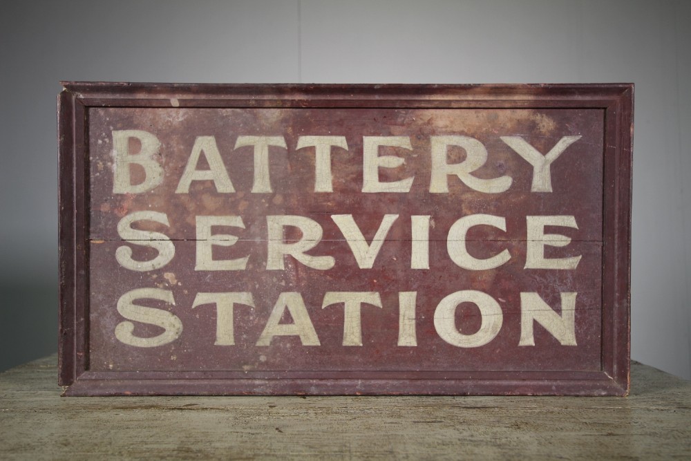 English 1920's Original Painted Pine Garage Sign
