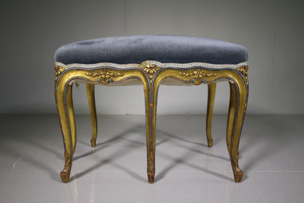 Edwardian Antique Gilt & Paint Eight Leg Seat