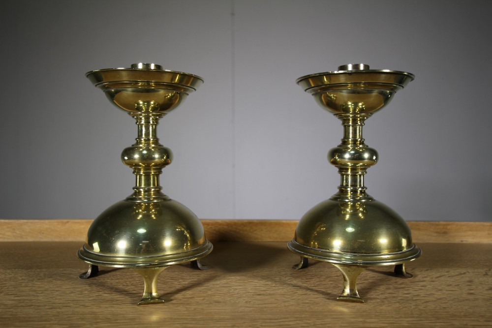 Pair of English Heavy Quality Antque Brass Candlesticks